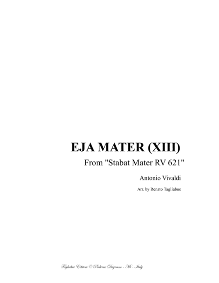 Eja Mater Xiii From Stabat Mater Rv 621 For Alto And Organ 3 Staff Sheet Music