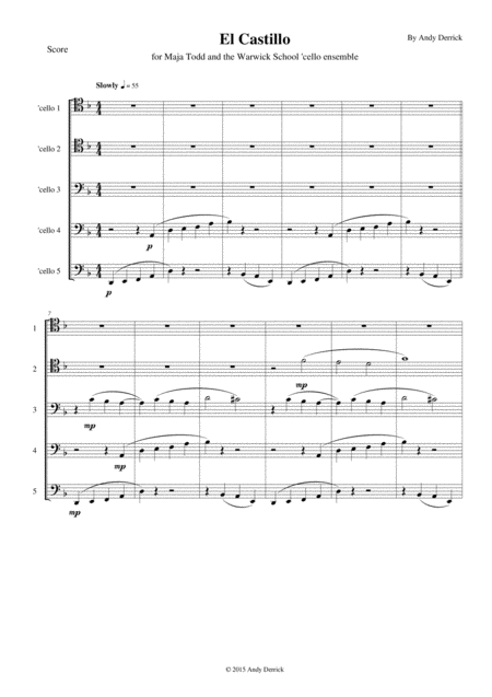 El Castillo For Cello Ensemble 5 Parts Sheet Music