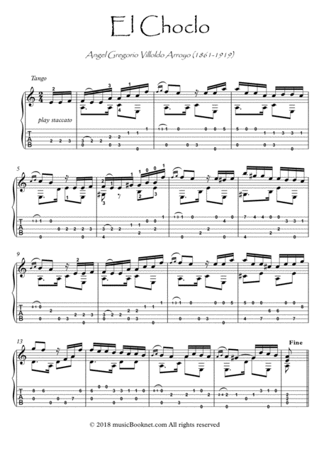 Free Sheet Music El Choclo Tango Argentino Guitar Solo