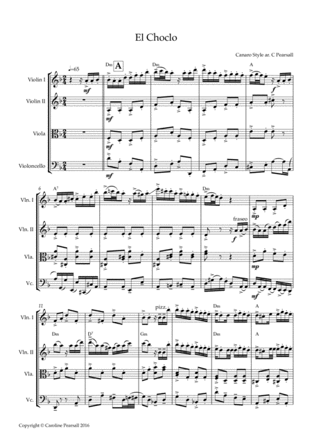 Free Sheet Music El Choclo Tango For String Quartet Score Intermediate Advanced