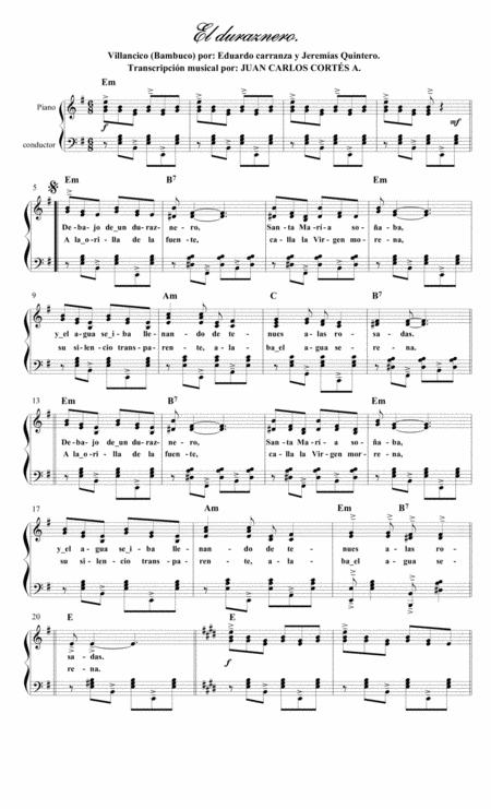 El Duraznero Villancico Por Eduardo Carranza Fernndez Y Jeremas Quintero Gutirrez Sheet Music