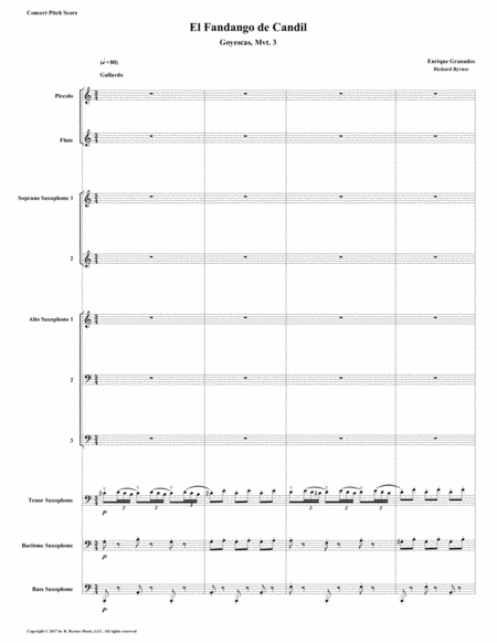 El Fandango De Candil Fandango By Candlelight For Saxophone Octet Flute Piccolo Sheet Music