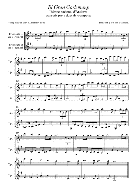 Free Sheet Music El Gran Carlemany