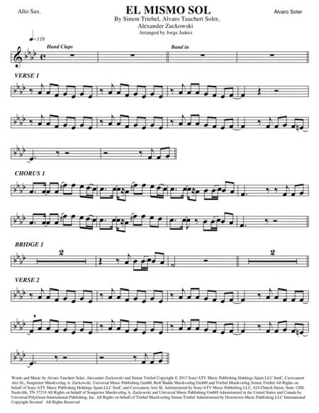 El Mismo Sol Alto Sax Sheet Music