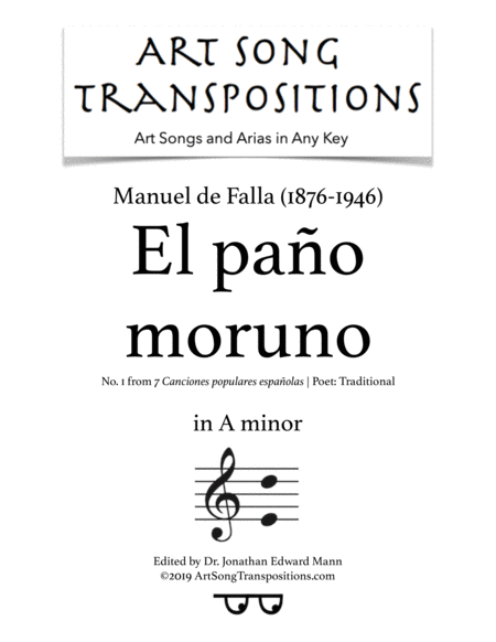 El Pao Moruno Transposed To A Minor Sheet Music