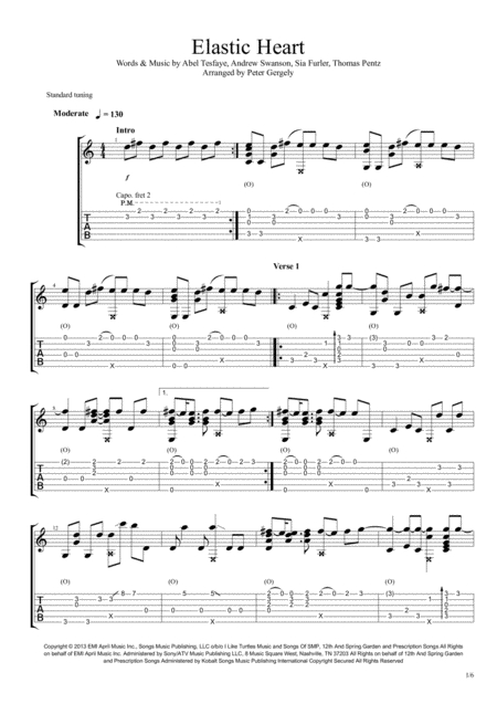 Elastic Heart Fingerstyle Guitar Sheet Music