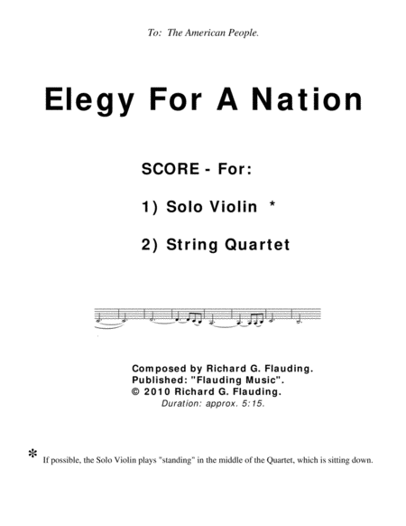 Free Sheet Music Elegy For A Nation Solo Violin String Quartet