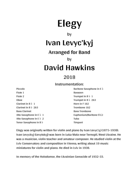 Elegy For Band Sheet Music