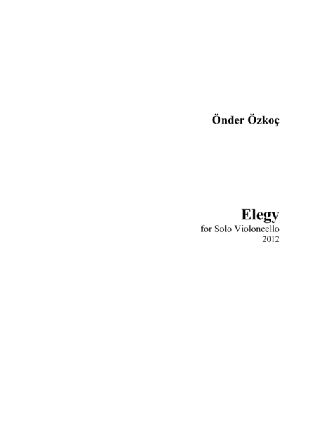 Elegy For Solo Violoncello Sheet Music