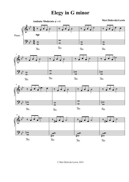 Elegy In G Minor Sheet Music