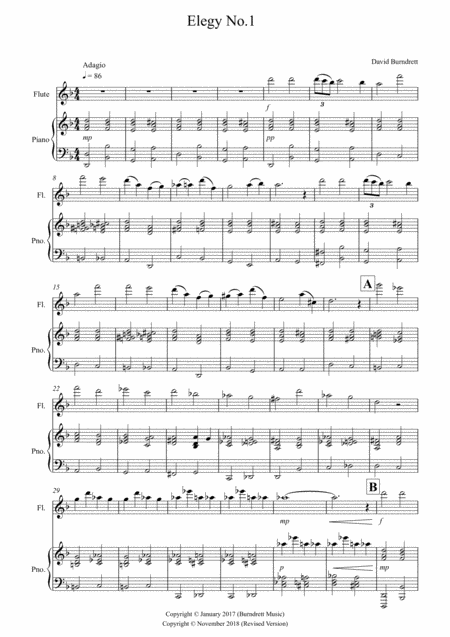 Elegy No 1 For Flute And Piano Sheet Music