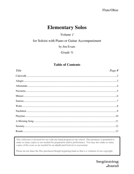 Free Sheet Music Elementary Solos Volume 1 For Winds And Mallet Percussion