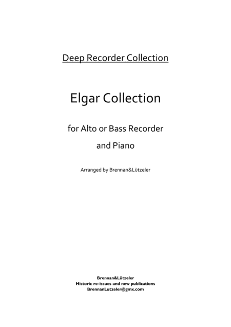 Elgar Collection 6 Pieces For Treble Or Bass Recorder Piano Sheet Music