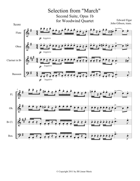 Elgar March From The Wand Of Youth For Flexible Woodwind Quartet Sheet Music