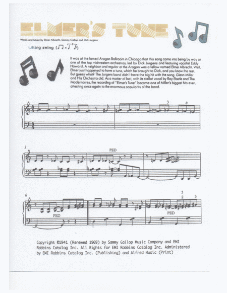 Free Sheet Music Elmers Tune