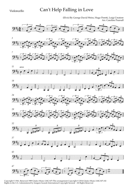 Elvis Cant Help Falling In Love String Duo Sheet Music