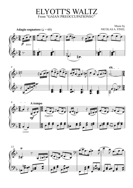 Free Sheet Music Elyotts Waltz