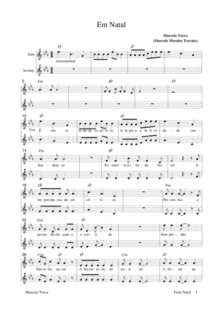 Em Natal Sheet Music