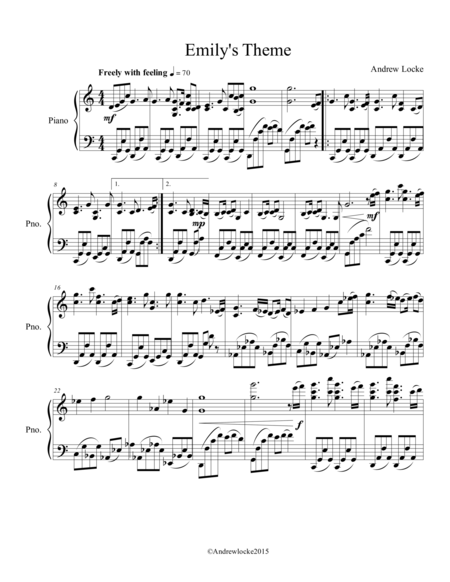 Free Sheet Music Emilys Theme