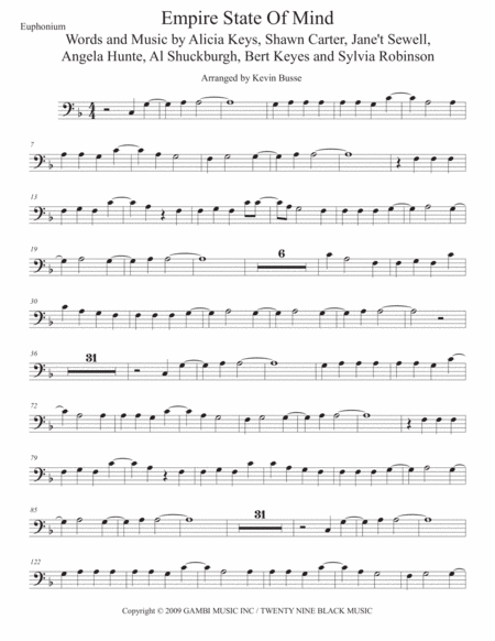 Empire State Of Mind Euphonium Sheet Music