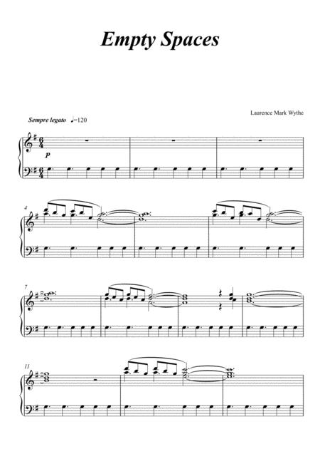 Empty Spaces Piano Solo 1 Sheet Music