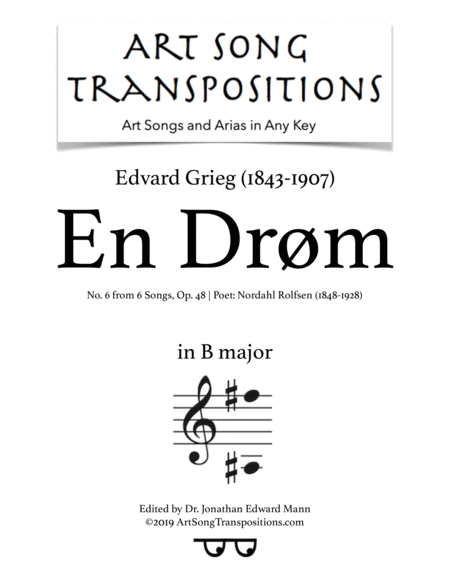 En Drm Op 48 No 6 Transposed To B Major Sheet Music