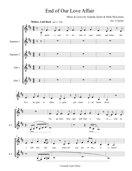 Free Sheet Music End Of Our Love Affair