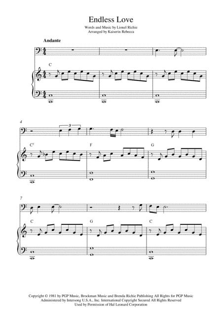 Endless Love Bassoon Solo And Piano Accompaniment Sheet Music