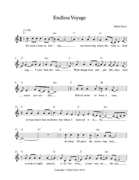 Free Sheet Music Endless Voyage