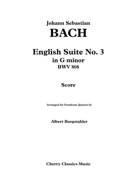 English Suite No 3 In G Minor Bwv 808 Sheet Music