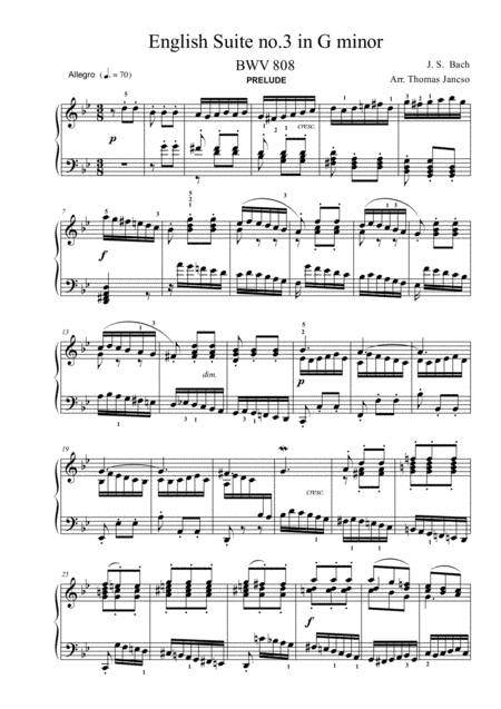 Free Sheet Music English Suite No 3