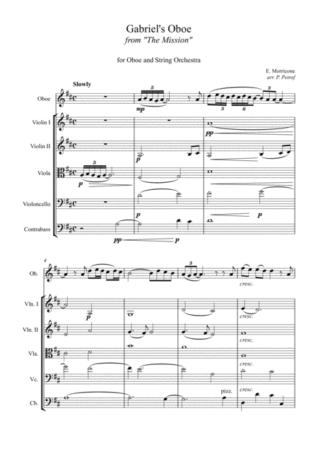 Free Sheet Music Ennio Morricone Gabriels Oboe From The Mission For Oboe And String Orchestra