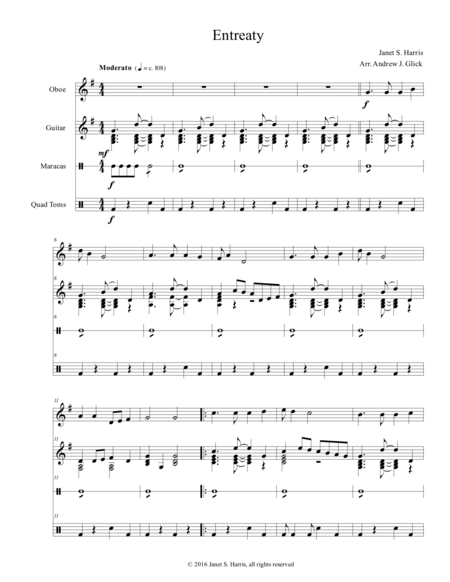 Free Sheet Music Entreaty