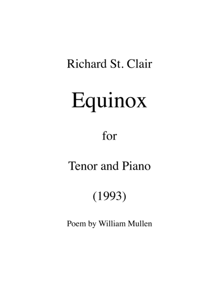 Equinox 5 Songs For Tenor And Piano Sheet Music