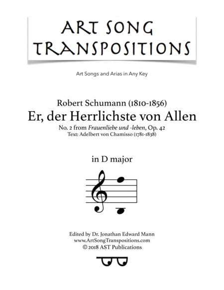 Free Sheet Music Er Der Herrlichste Von Allen Op 42 No 2 D Major
