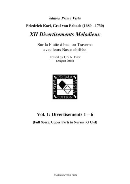 Erbach Divertisements Melodieux 1 6 G2 Clefs Sheet Music