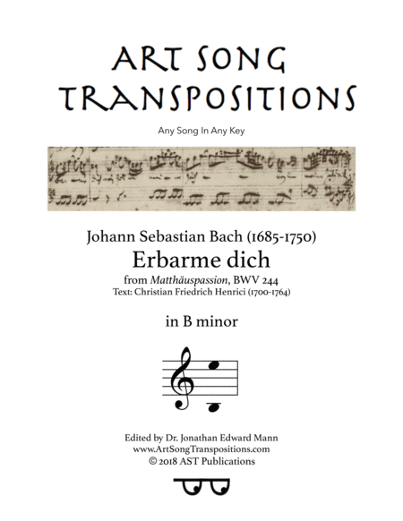 Erbarme Dich Bwv 244 B Minor Sheet Music