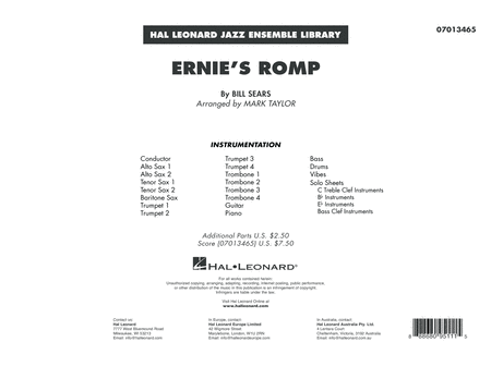 Ernies Romp Arr Mark Taylor Conductor Score Full Score Sheet Music