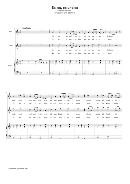 Free Sheet Music Es Es Es Und Es For Alto Tenor And Piano