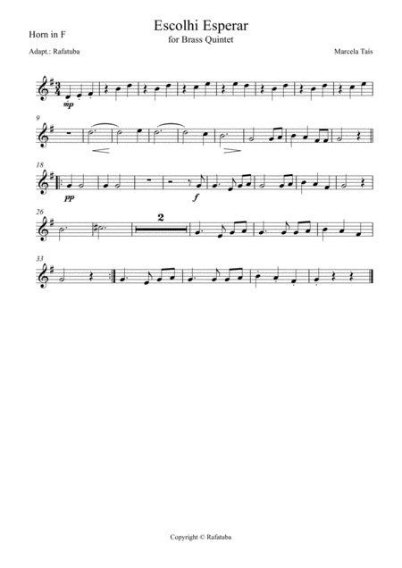 Escolhi Esperar For Brass Quintet Sheet Music