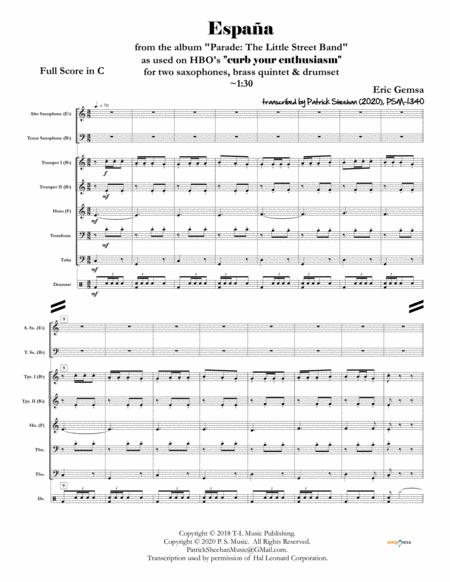 Free Sheet Music Espaa From Curb Your Enthusiasm Full Score Set Of Parts