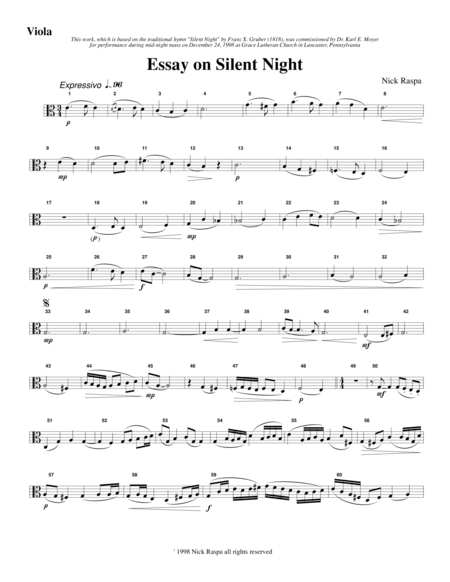 Free Sheet Music Essay On Silent Night Viola Part