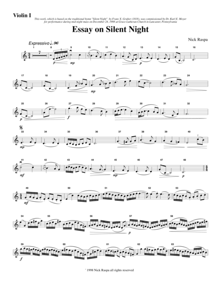 Essay On Silent Night Violin 1 Part Sheet Music