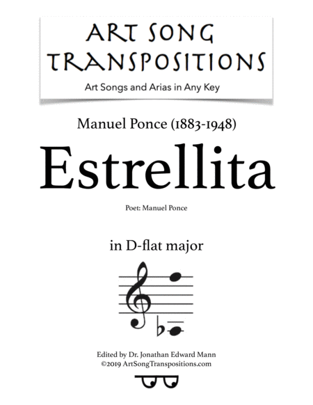 Free Sheet Music Estrellita Transposed To D Flat Major