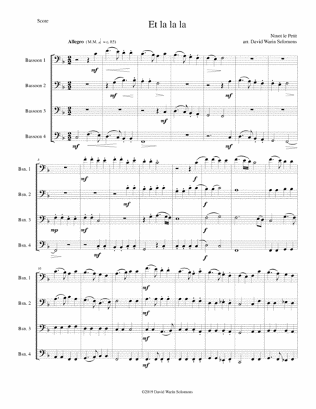 Et La La La For 4 Bassoons Sheet Music