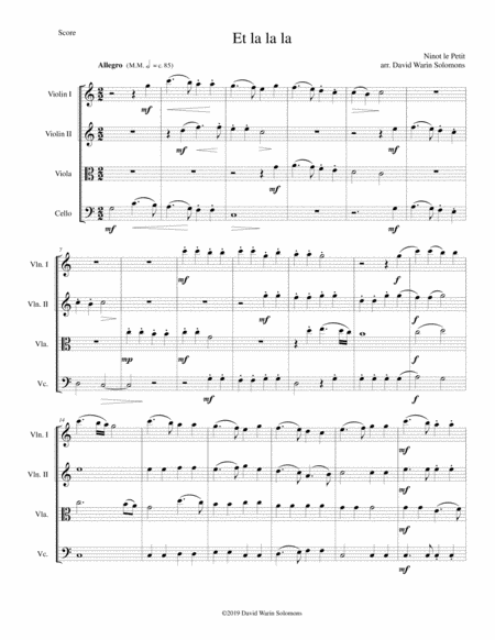 Et La La La For String Quartet Sheet Music