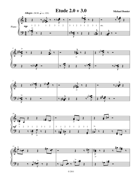 Free Sheet Music Etude 2 0 3 0 For Piano Solo From 25 Etudes Using Symmetry Mirroring And Intervals