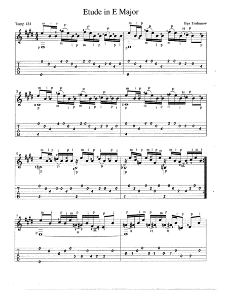 Etude E Major Sheet Music