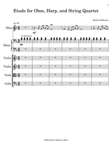 Free Sheet Music Etude For Oboe Harp And String Quartet