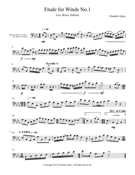 Etude For Solo Winds No 1 Low Brass Version Sheet Music